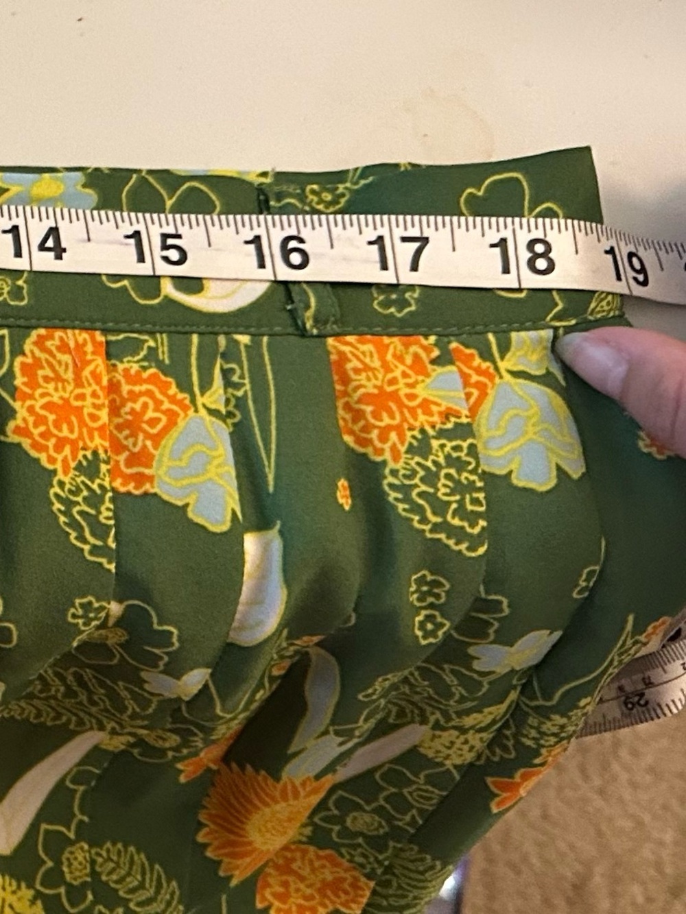 ModCloth Green Floral Pleated A-Line Skirt with Orange & Cream Accents - Picture 4 of 4